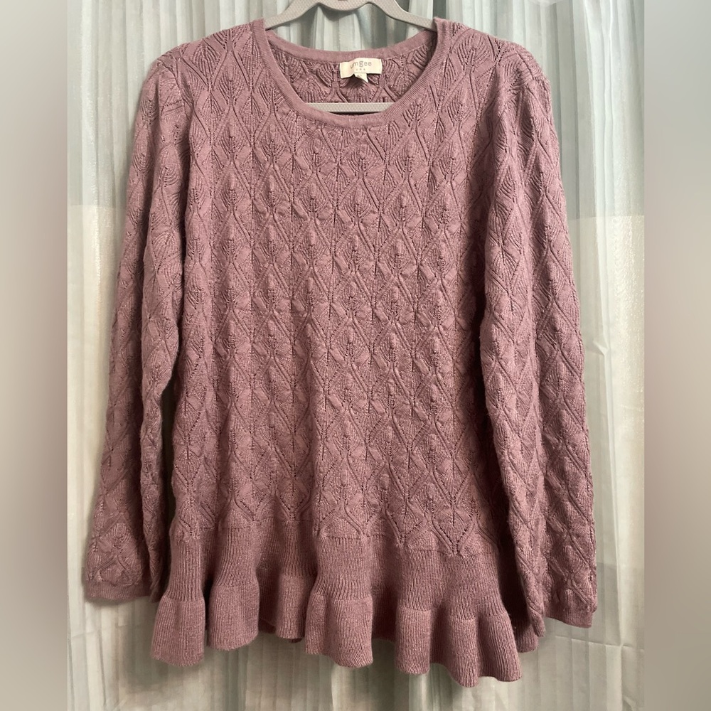 Umgee Dusty Rose Cable Knit Sweater